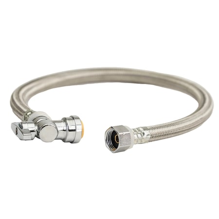 Quickfitting 1/2in Push-to-Connect Angle Valve x 1/2in FIP x 24in Length Faucet Connector Hose LF747AR